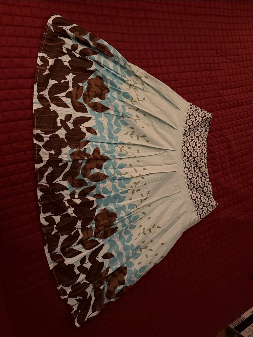 Apt. 9 Light Blue Floral Pleated Skirt - Picture 3 of 7